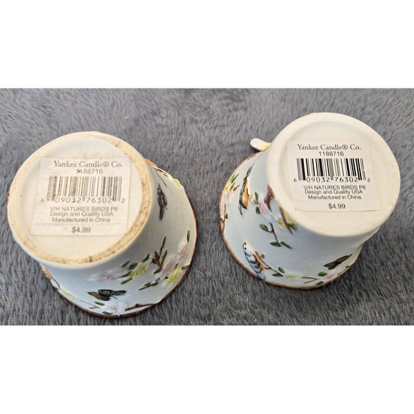 Yankee Candle Nature's Birds Votive Holder Set of 2 White Ceramic Floral 1188716 - Picture 4 of 4